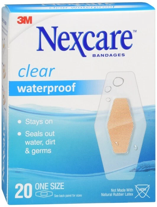 Vendajes impermeables Nexcare 1,06 x 2,25 pulgadas transparentes 20 EA Foto 1 de 1