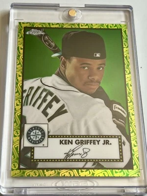 KEN GRIFFEY JR 2021 Topps Chrome Platinum Anniversary GREEN YELLOW REFRACTOR /99 - Image 1 of 4