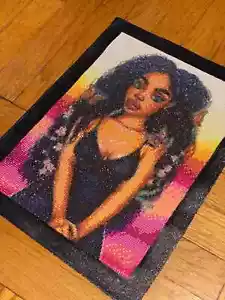 African American Women Diamond Painting Wooden Frame Picture-Rhinestones Picture - Picture 1 of 3