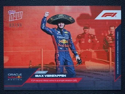 Topps Now F1 Formula 1 2023 Max Verstappen #062 Most Wins In Single Season /99 - Image 1 of 2