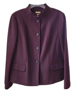 Talbots Jacket Blazer Size 14 Burgundy Red Italian Fabric Button Front Pockets - Picture 1 of 8