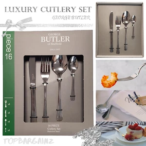 Cutlery Set High Quality George Butler 16 Piece Dining Table Spoon Fork Gift Box - Picture 1 of 19