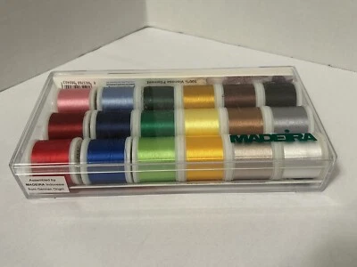 Madeira 100% Rayon Embroidery Thread  Multicolor - 18 Spools x 200m w/CASE  - B7 - Image 1 of 4