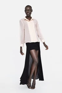 BNWT Zara Basic Sz XS Blush Pale Pink Pintuck Top Blouse Shirt - Picture 1 of 18