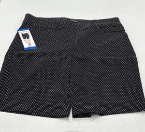 Hilary Radley Women's Mid-Rise Bermuda Shorts, Navy/Off-White Dots, Size L - Picture 1 of 4