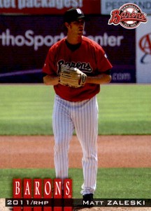 2011 Birmingham Barons Grandstand #29 Matt Zaleski Plano Illinois Baseball Card