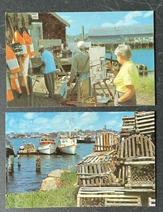 East Gloucester Massachusetts Postcard Lot Wharf Artists Lobster Traps Boats - Picture 1 of 2