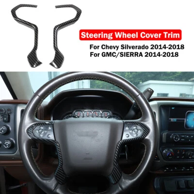 Carbon Fiber Steering Wheel Cover Trim for Chevy Silverado GMC/SIERRA 2014-2018 - Image 1 of 4