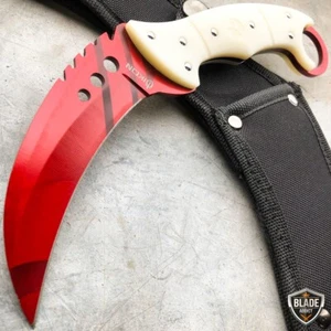 8.5" Tactical Red Combat CSGO Talon Fixed Blade Counter Strike Karambit Knife - Picture 1 of 5