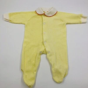 VTG Terry Cloth Yellow Footed Newborn Baby One Piece Sleeper USA - Picture 1 of 10