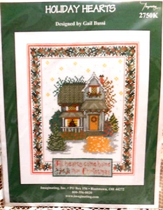 Imaginating  "Holiday Hearts"  Counted Cross Stitch  Kit Sampler - Picture 1 of 5