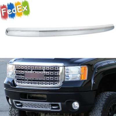 Chrome Upper Grille Hood Molding Trim Fit For GMC Sierra 2500HD 3500HD 2011-2014 Foto 1 de 4