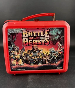 Vintage 80's Battle Beasts TV Show Lunch Box Plastic Red Hasbro Aladdin 1986 - Picture 1 of 16