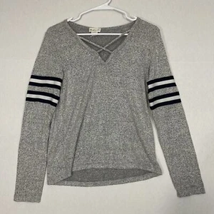 Gaze Knit Top, Long Sleeves, Gray, Small - Picture 1 of 8