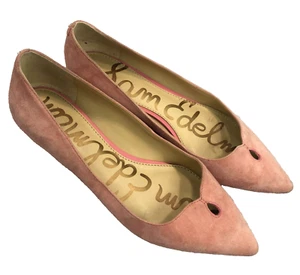 Sam Edelman Ruby Size 7.5 Pointed Toe Pink Suede Light Coral Pink Ballet Flats - Picture 1 of 18