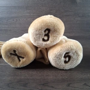 Vintage Sunrich Golf Club Head Covers Beige Plush Fuzzy X - 3 - 5 Lot Of 3 - Picture 1 of 6