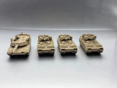 N Scale 1:160 Heavy Infantry Team (3) M2 Bradley, (1) M1 Abrams - Desert Camo - Image 1 of 4
