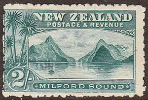 NEW ZEALAND 1898-1907 MILFORD SOUND 2/- attractive fine light hinged mint Scarce - Picture 1 of 2