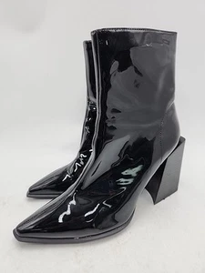 Jeffrey Campbell LA-Siren Boot Black Patent Leather Pointy Block Heel Bootie  - Picture 1 of 12