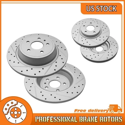 11.81 英寸正面和 12.44 英寸后钻制动转子适用于 2017 年 2019 福特 Escape — 第 1/4 张图片