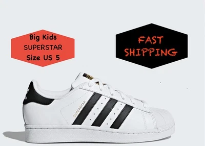 Adidas Superstar J Big Kids White/Core Black – Size 5 US – New w/ Box - Image 1 of 4
