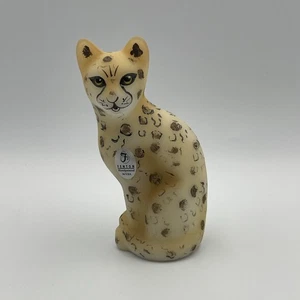 Fenton Opal Satin stilisierte Dschungelkatze Leopard handbemalte Katzenfigur - Bild 1 von 7
