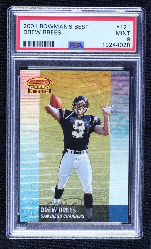 2001 Bowman's Best /1499 Drew Brees #121 PSA 9 MINT Rookie RC - Image 1 of 2