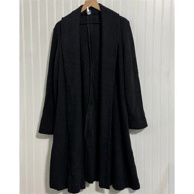 Eileen Fisher Boiled Wool Duster Coat Black Shawl Collar S Minimalist Luxury - Image 1 of 4