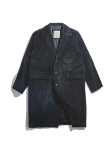 Retro Corduroy Coat Men's Loose Mid Length Windbreaker Single-breasted Jacket - Picture 1 of 14