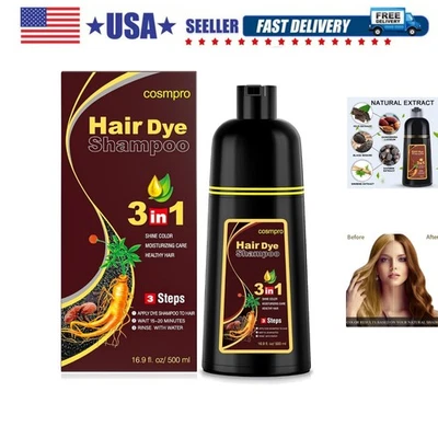 Champú para color de cabello para mujer: marrón oscuro 3 en 1 - seguro y eficaz 500 ml Foto 1 de 4