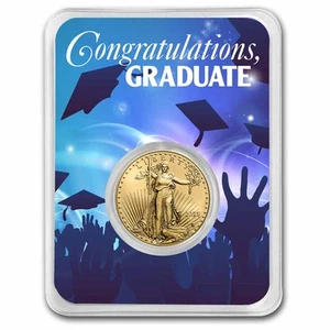 2025 1/4 oz Gold Eagle - w/Celebrate Graduate Card, In TEP - Picture 1 of 4