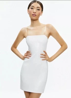 $330 MRSP | Alice + Olivia | Fifi Vegan Leather Mini Dress | White | NWT | US 4 - Image 1 of 4