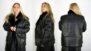 Unisex Nour Hammour Black Lambskin Leather Vivienne Shearling Size Large - Picture 1 of 5