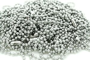 WHOLESALE LOT of 100 200 500 1000 BALL CHAIN 2.4mm 24" Nickel Plated USA seller