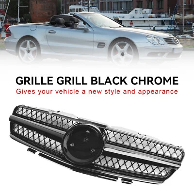 Front Upper Grille Grill For Mercedes R230 SL500 SL600 2003-06 1 Fin Star Black Foto 1 de 4