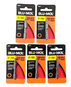 5 Packs (10 Bits) T27 x 1” Blu-Mol Star Torx Driver Insert Bits, ¼” Shank - Picture 1 of 8
