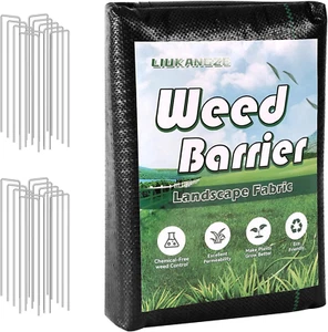 3FT X 50FT Heavy Duty Weed Barrier Fabric with 20 U-Shaped Pegs for Gardening - Picture 1 of 17