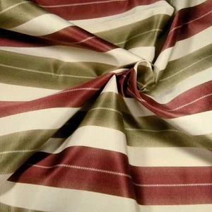 Home Decor Fabric, Bold Stripe in Garnet, Olive Green & Cream, 17" by 56" - Picture 1 of 4