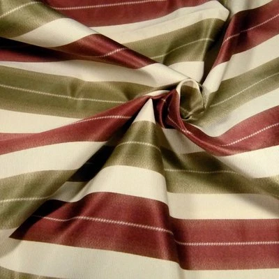 Home Decor Fabric, Bold Stripe in Garnet, Olive Green & Cream, 17" by 56" - Image 1 of 4