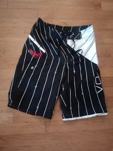 Vintage Volcom Broad Shorts Size Youth 27/14 Black Logos NOS - Picture 1 of 5