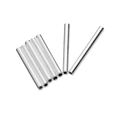 Solid Sterling Silver Tube Spacer Beads Straight Plain Findings Jewellery Making - Image 1 of 4