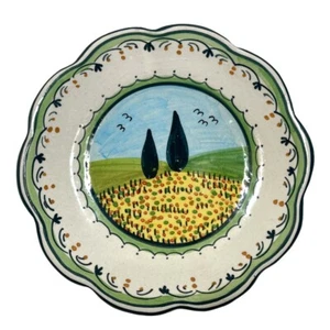 Vtg Italian Pottery Scalloped Wall Plate Landscape Magnanelli Gubbio Italy 7” - Picture 1 of 3
