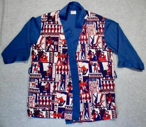 VINTAGE 1970er HERREN SHORTY BADEMANTEL ÄGYPTISCHER DRUCK MONTGOMERY STATIONEN OHNE GÜRTEL - Bild 1 von 5