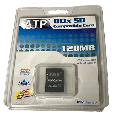 128 MB SD : 128MB MMC micro Memory Card w/ SD Adapter VERY SMALL CAPACITY - Image 1 of 4