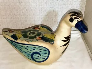 PATO DE CERÁMICA DE COLECCIÓN HECHO EN MÉXICO, ARTE POPULAR PINTADO A MANO, FLORES - Imagen 1 de 6