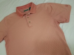 Cubavera Polo Shirt Mens Medium White And Salmon Striped - Picture 1 of 8