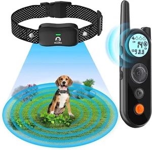 Invisible Wireless Dog Electric Fence Training 4 Collar Anti Bark Containment - Picture 1 of 7
