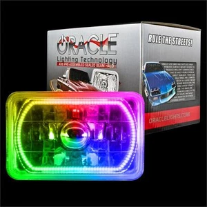 ORACLE 4"x6" Sealed Beam Single Headlight +ORACLE Pre-Installed ColorSHIFT Halo - Picture 1 of 5