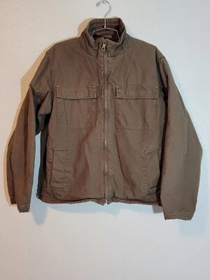 brave soul london jacket mens medium zip up long sleeve sherpa lining brown - Image 1 of 4