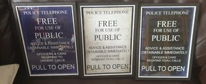 Doctor Who 3 x A4 tardis police box pull to open signs in brand new frames - Picture 1 of 1